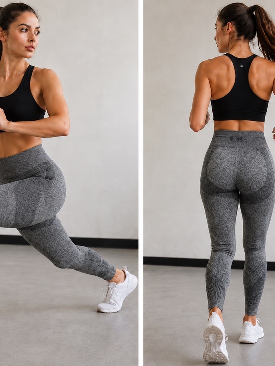 PINK Victoria's Secret Pants - PINK Victoria's Secret High-Waist Textured Gray Leggings